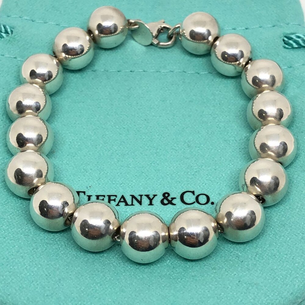 Tiffany & Co. HardWear 10mm Ball Bracelet Sterling Silver 925 Bead POUCH